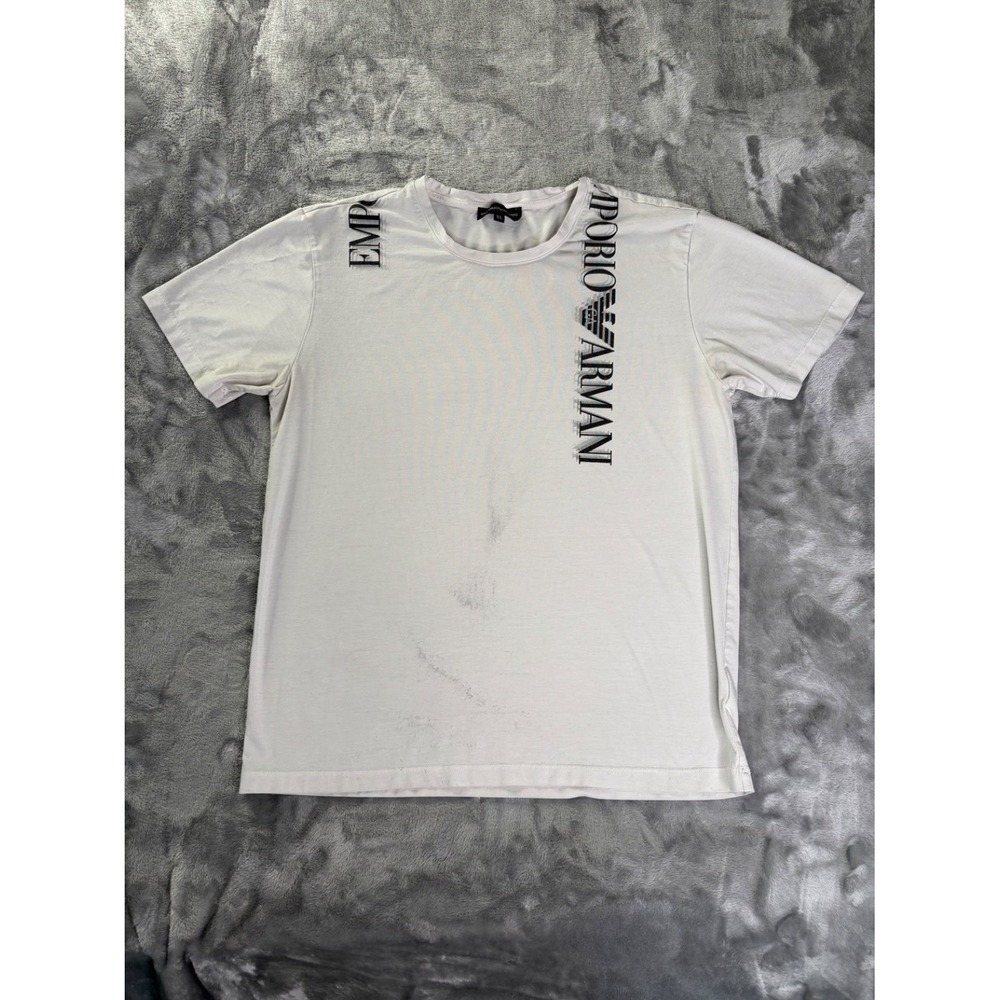 Emporio Armani T-Shirt Mens XL White Crew Neck Short Sleeve Graphic print